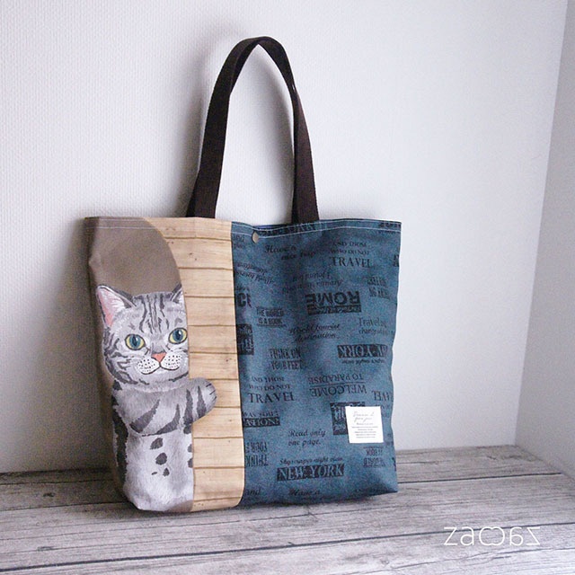 《送料無料》トートバッグ*かくれんぼサバトラ猫