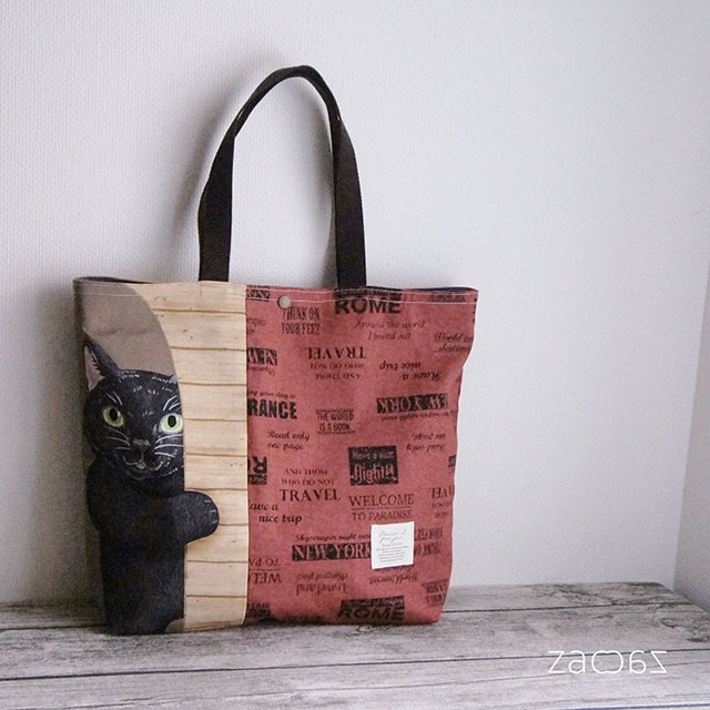 《送料無料》トートバッグ*かくれんぼ黒猫