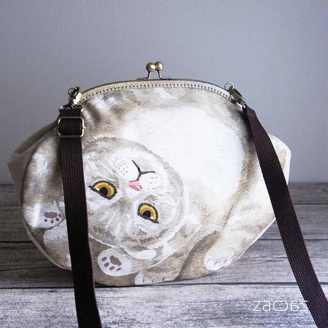 がま口ショルダーバッグ*まんまる猫*スコティッシュフォールド