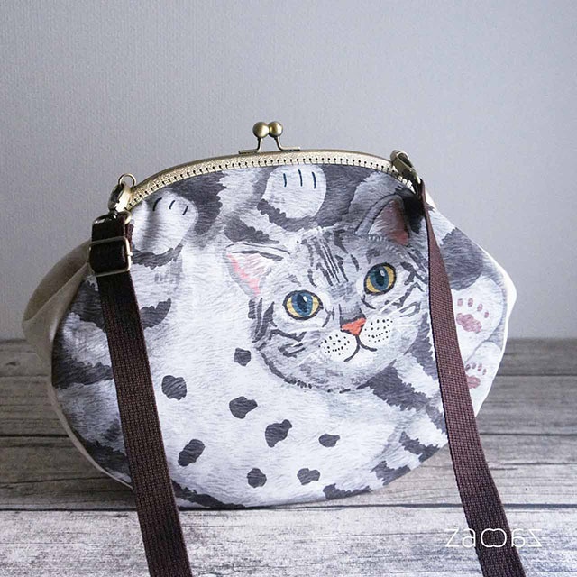 がま口ショルダーバッグ*まんまる猫*サバトラ