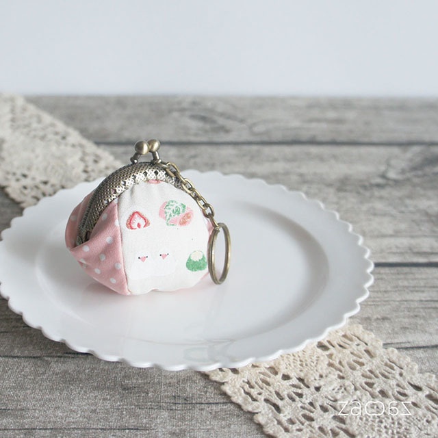 《送料無料》がま口キーホルダー*文鳥と和菓子