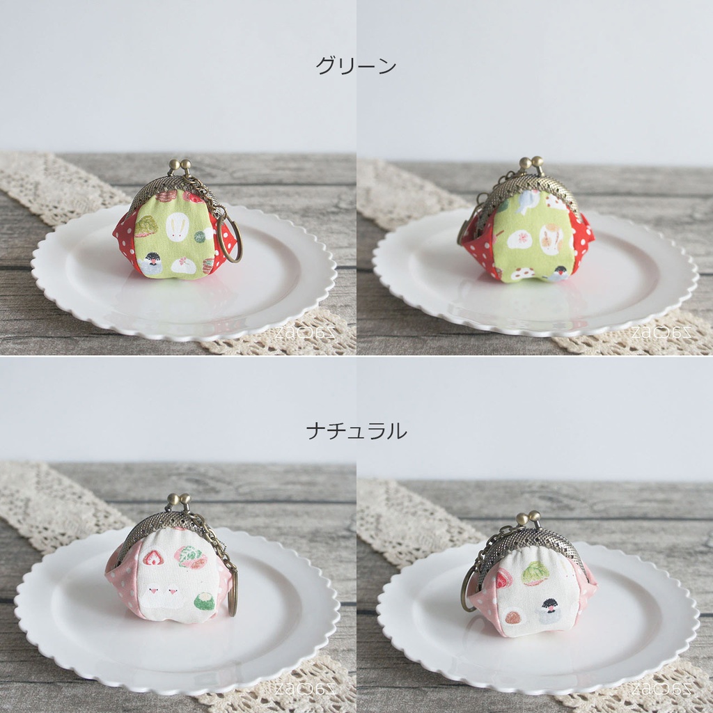 《送料無料》がま口キーホルダー*文鳥と和菓子