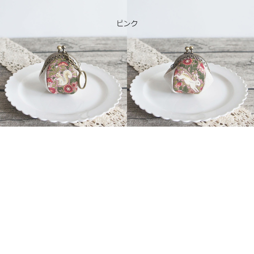 《送料無料》がま口キーホルダー*兎とリス