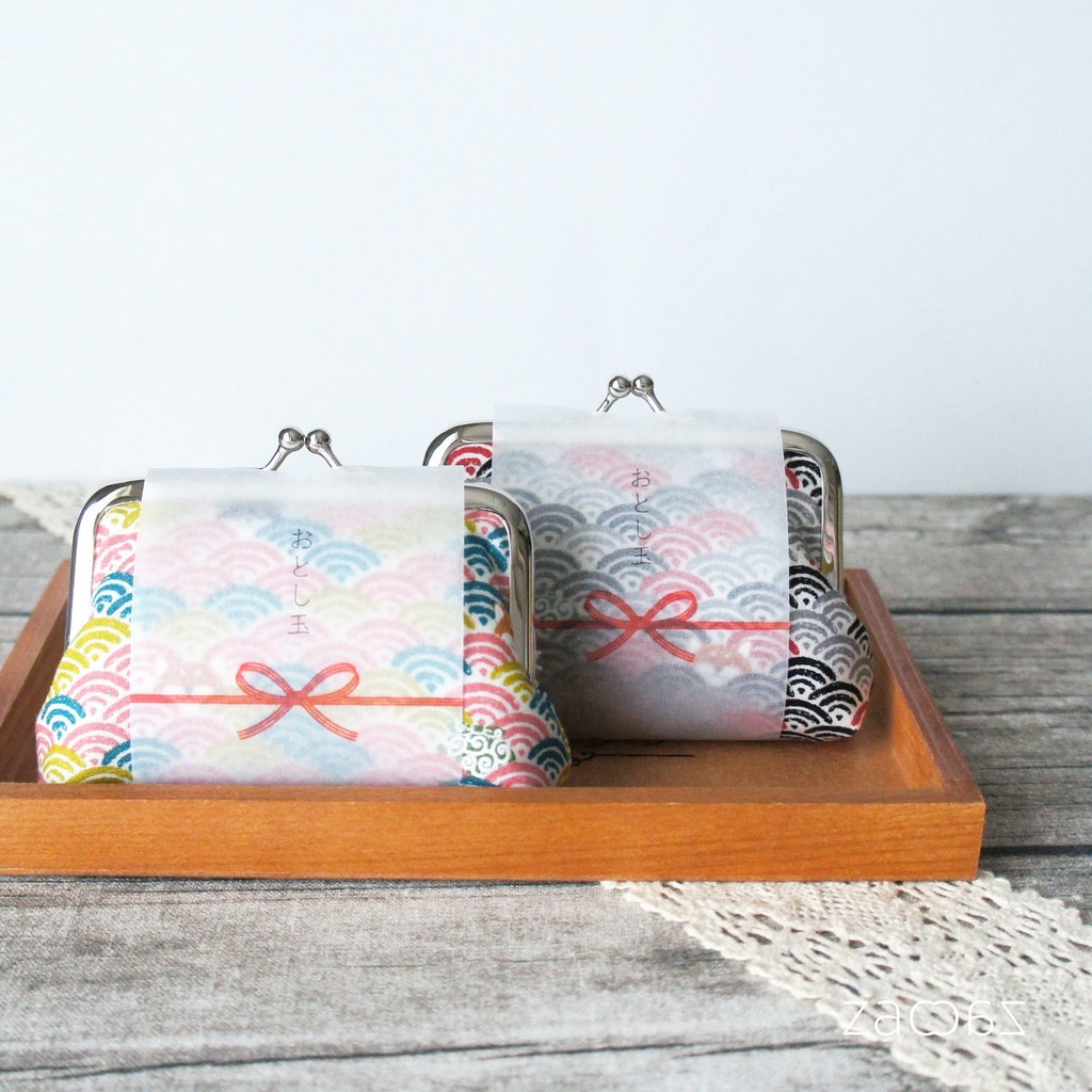 《送料無料》がま口ポチ袋*豆柴と青海波