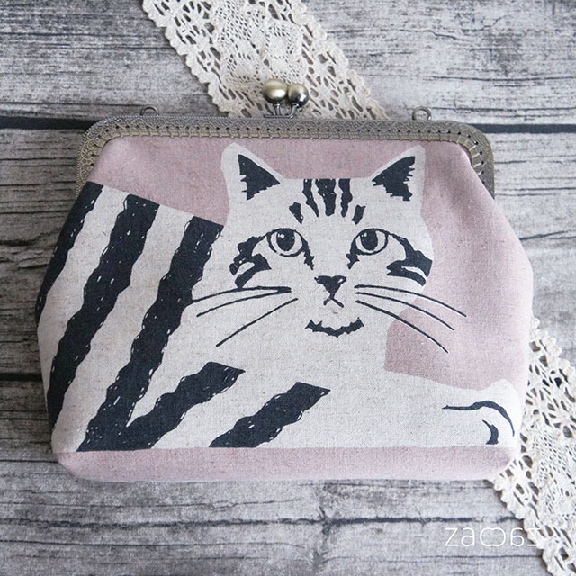 《送料無料》がま口ショルダーバッグ*CATS×ピンク