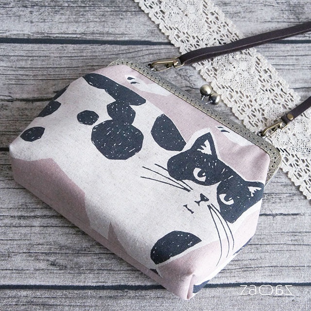 《送料無料》がま口ショルダーバッグ*CATS×ピンク