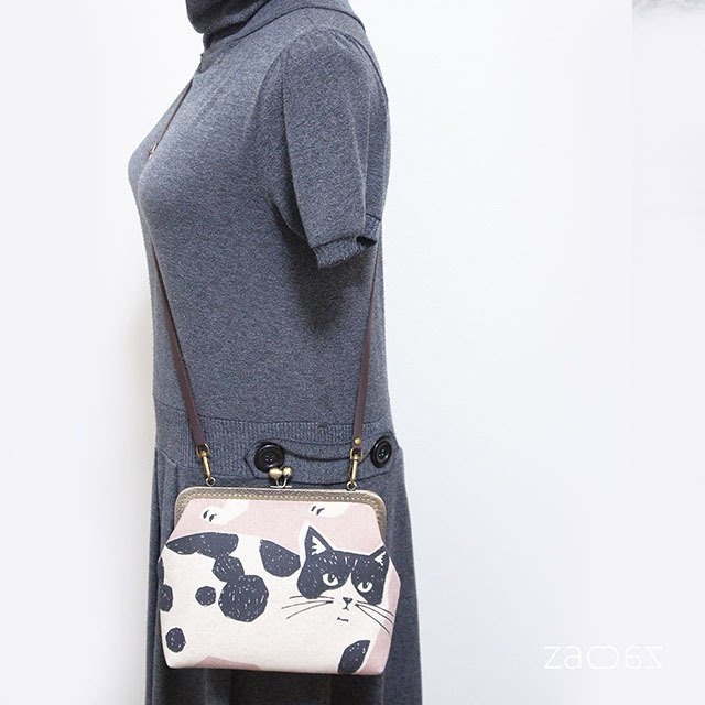 《送料無料》がま口ショルダーバッグ*CATS×ピンク