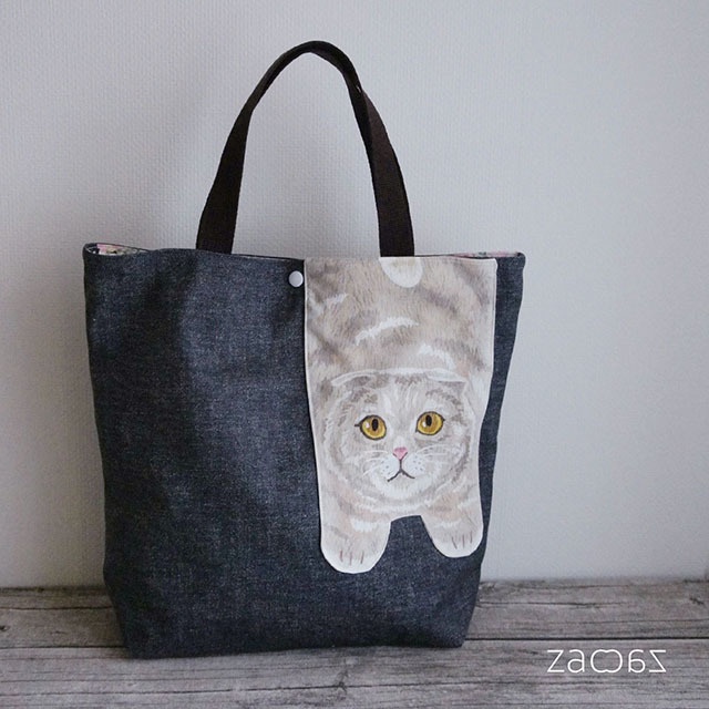 《送料無料》猫ポケットトートバッグ*スコティッシュフォールド
