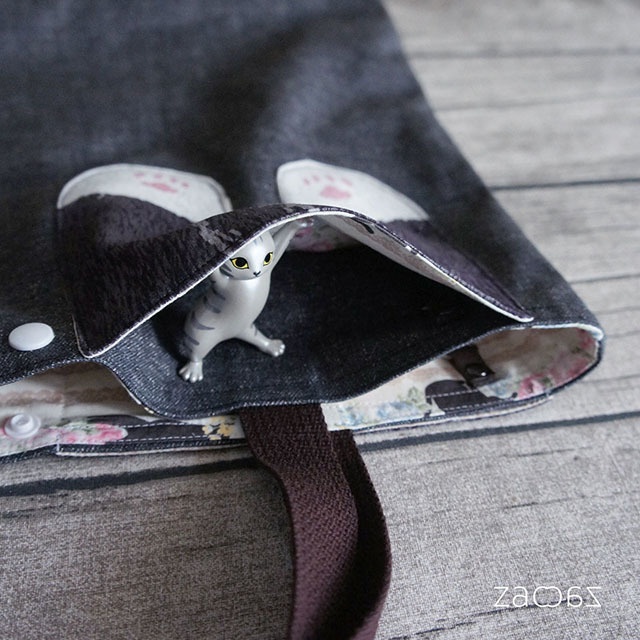 猫ポケットトートバッグ*ハチワレ