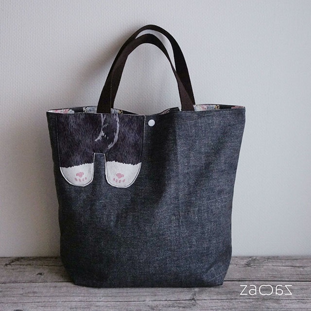 猫ポケットトートバッグ*ハチワレ