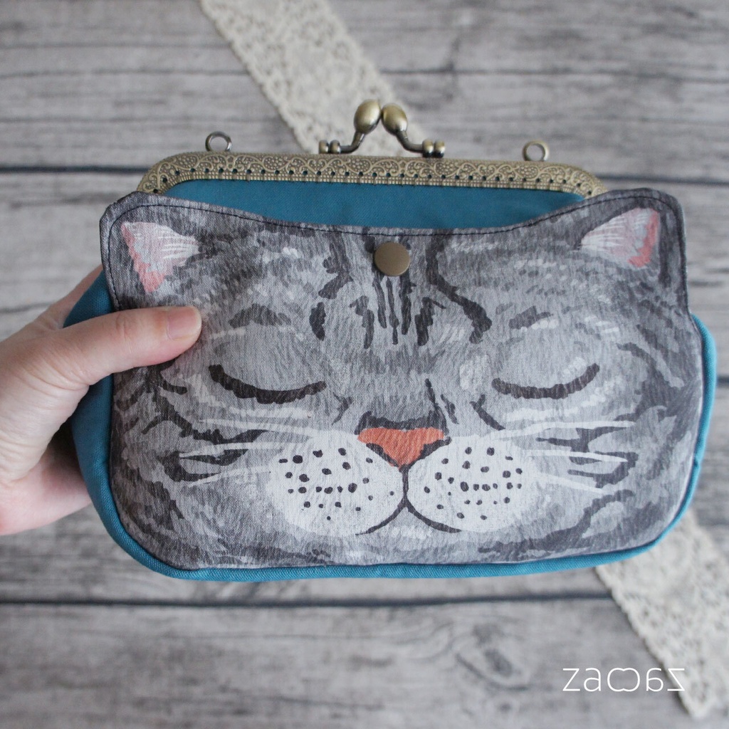 猫ポケットがま口ポーチ