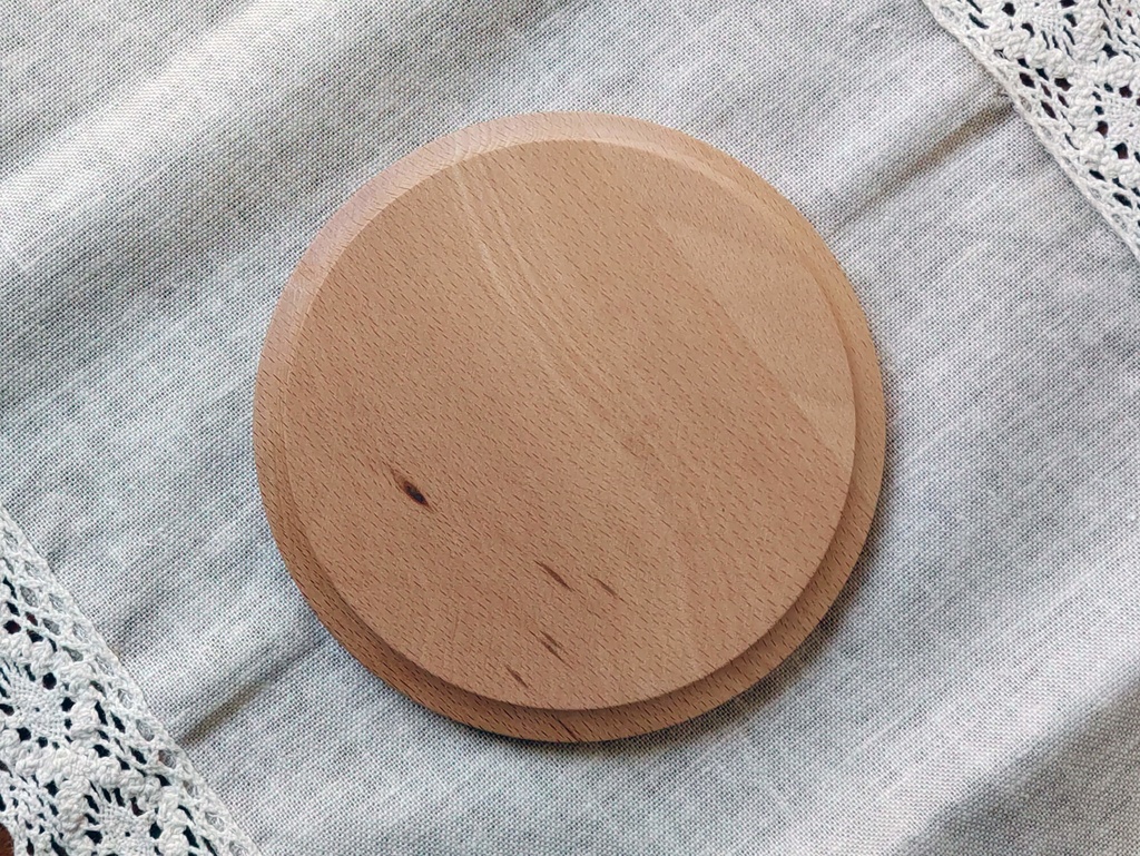 アクリル原画 木製トレー丸『七星とノワール』