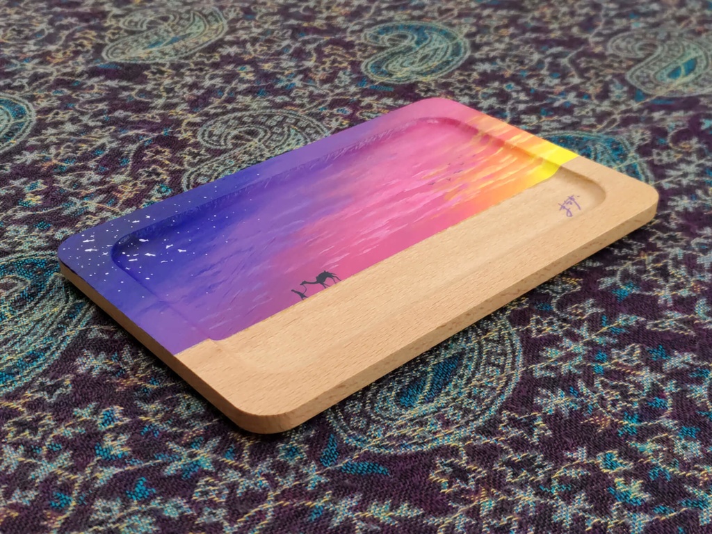 アクリル原画 木製トレー角『砂の海』