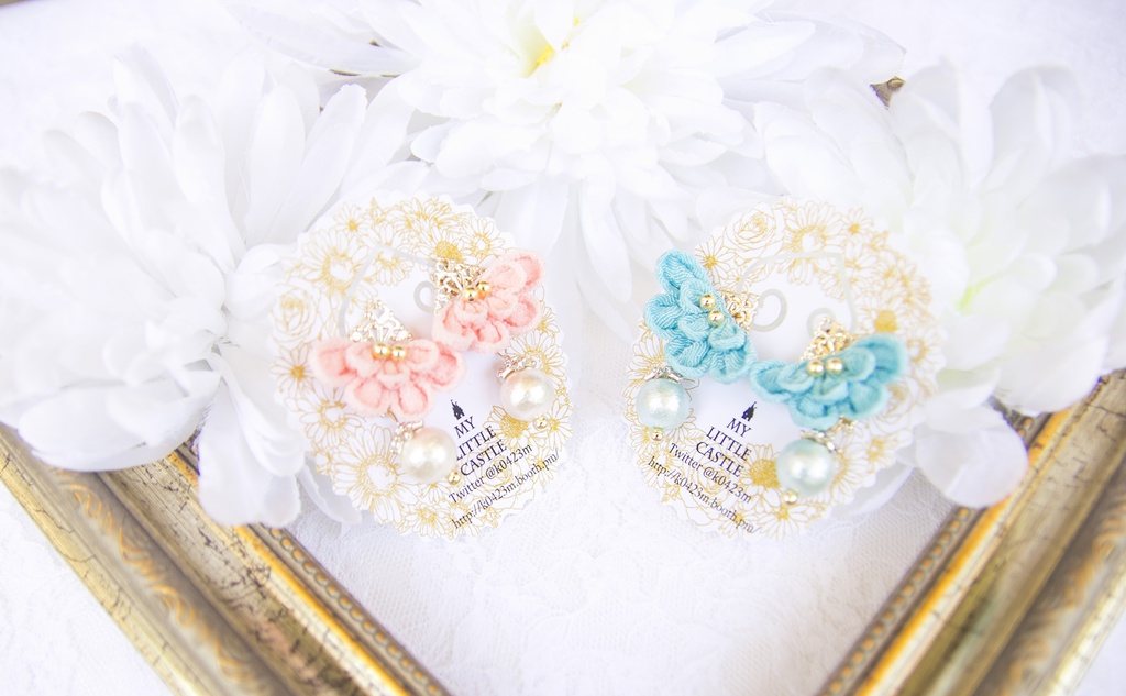 オリジナル-つまみ細工の耳飾り