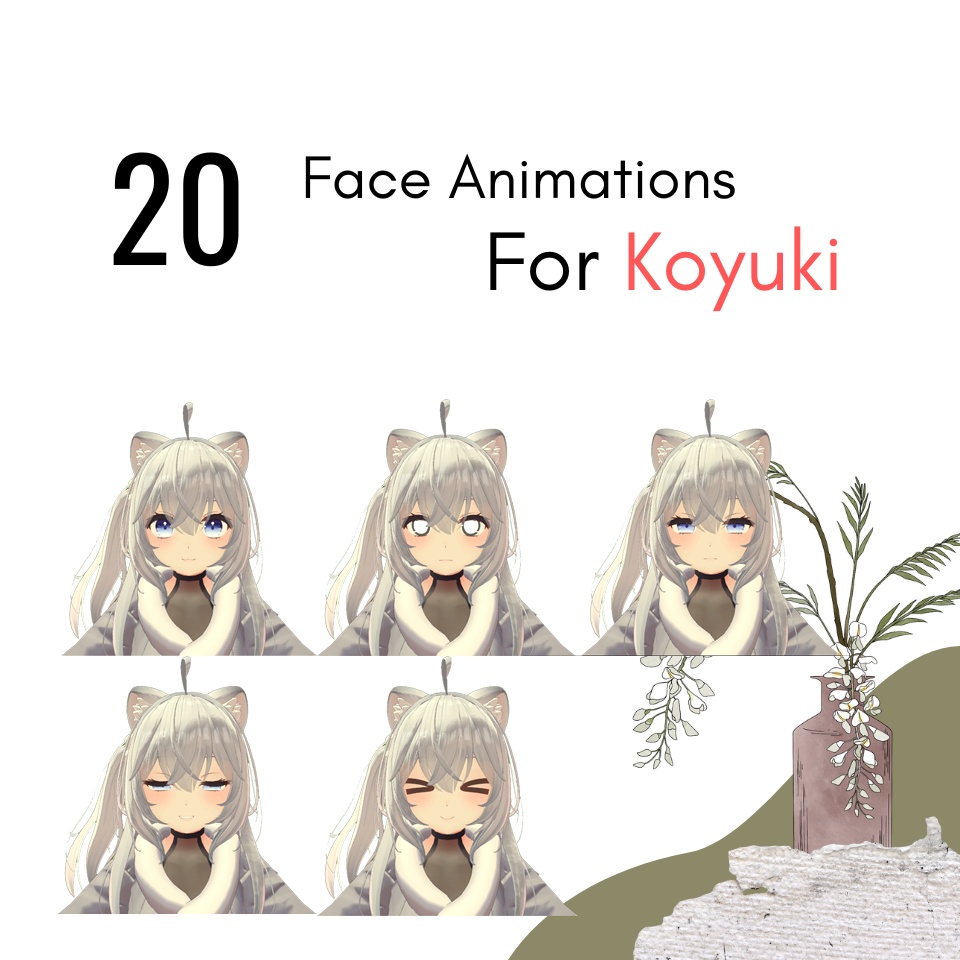 20 face animations for Koyuki