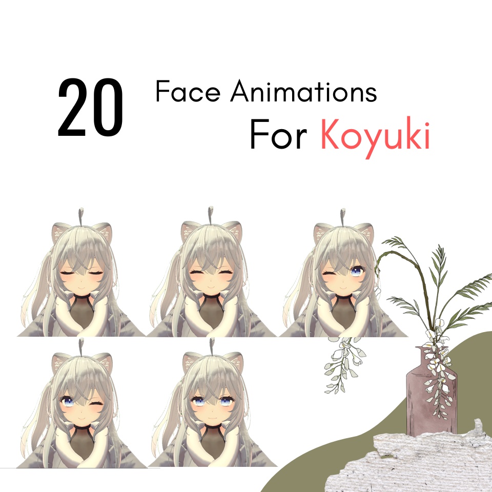 20 face animations for Koyuki