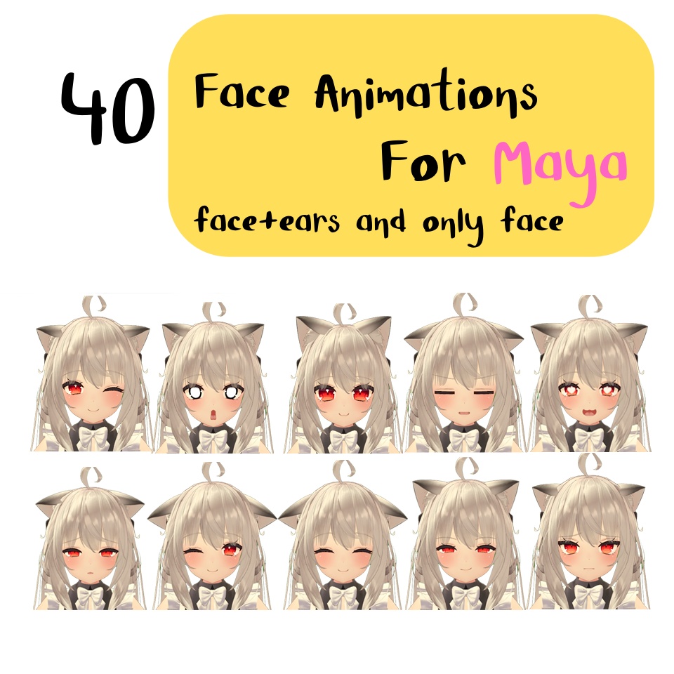 40 face animations for Maya