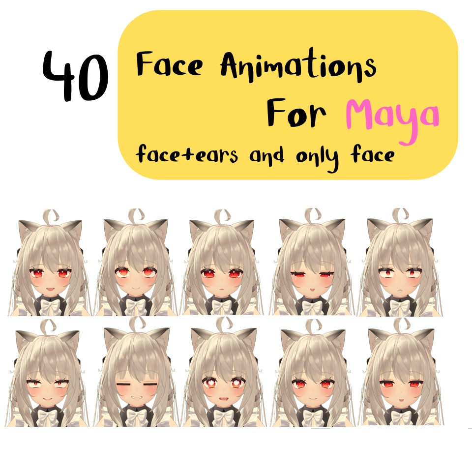 40 face animations for Maya