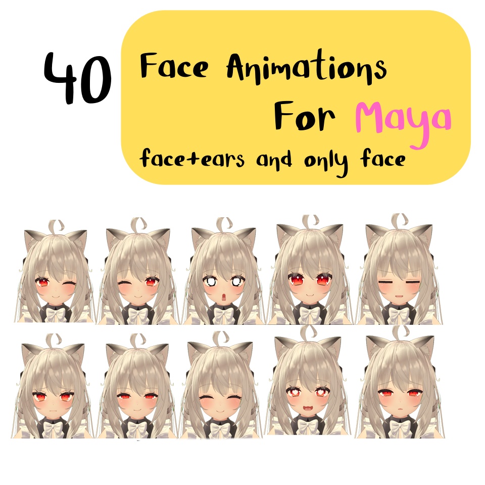 40 face animations for Maya
