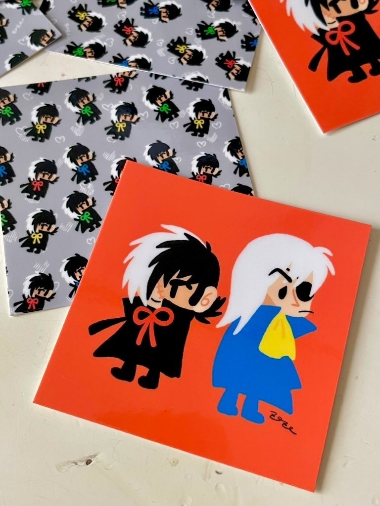 小さなふた黒  ステッカー（2種セット）