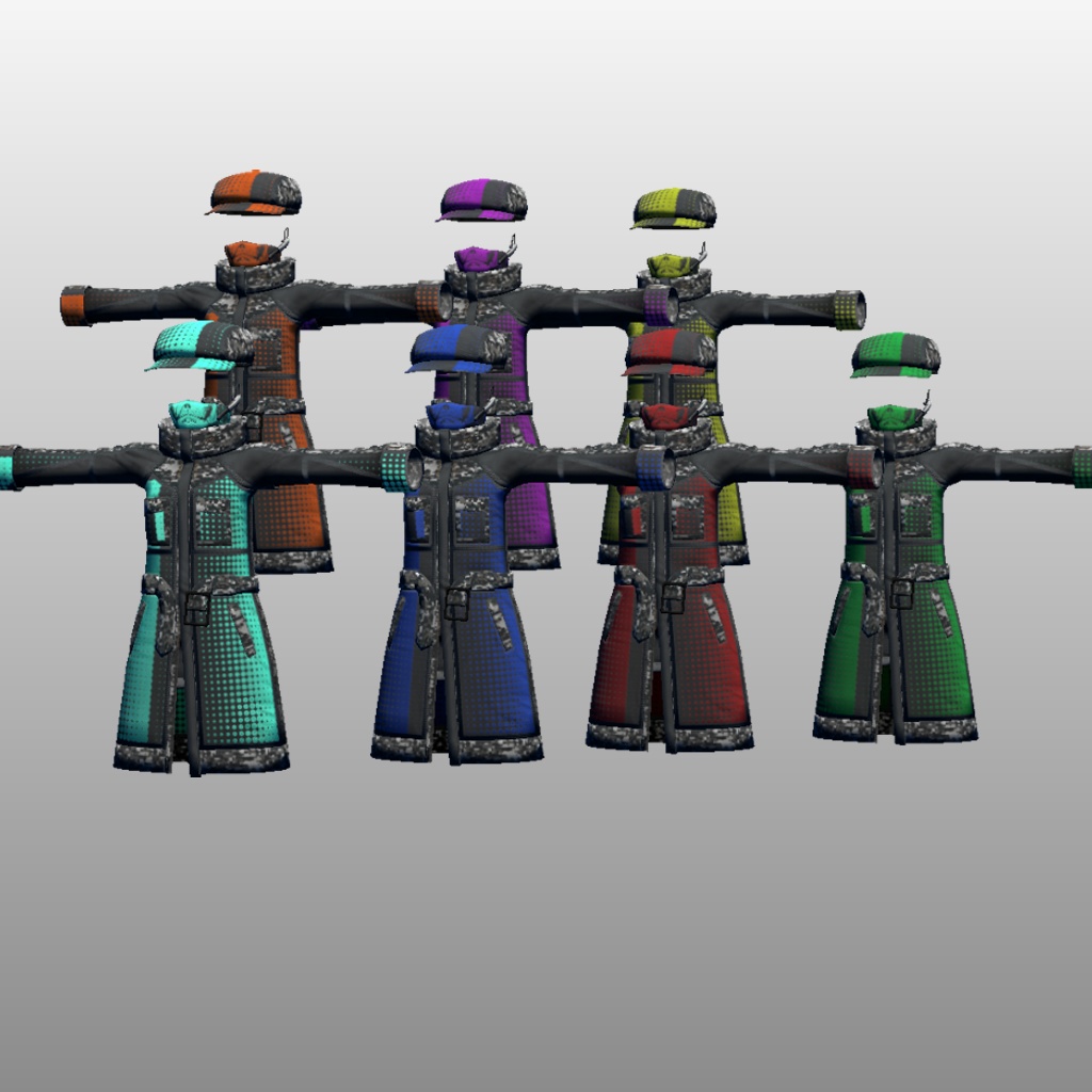 【VRoid素体向け衣装】近未来的でミリタリーテイストなコート等(リメイク版)