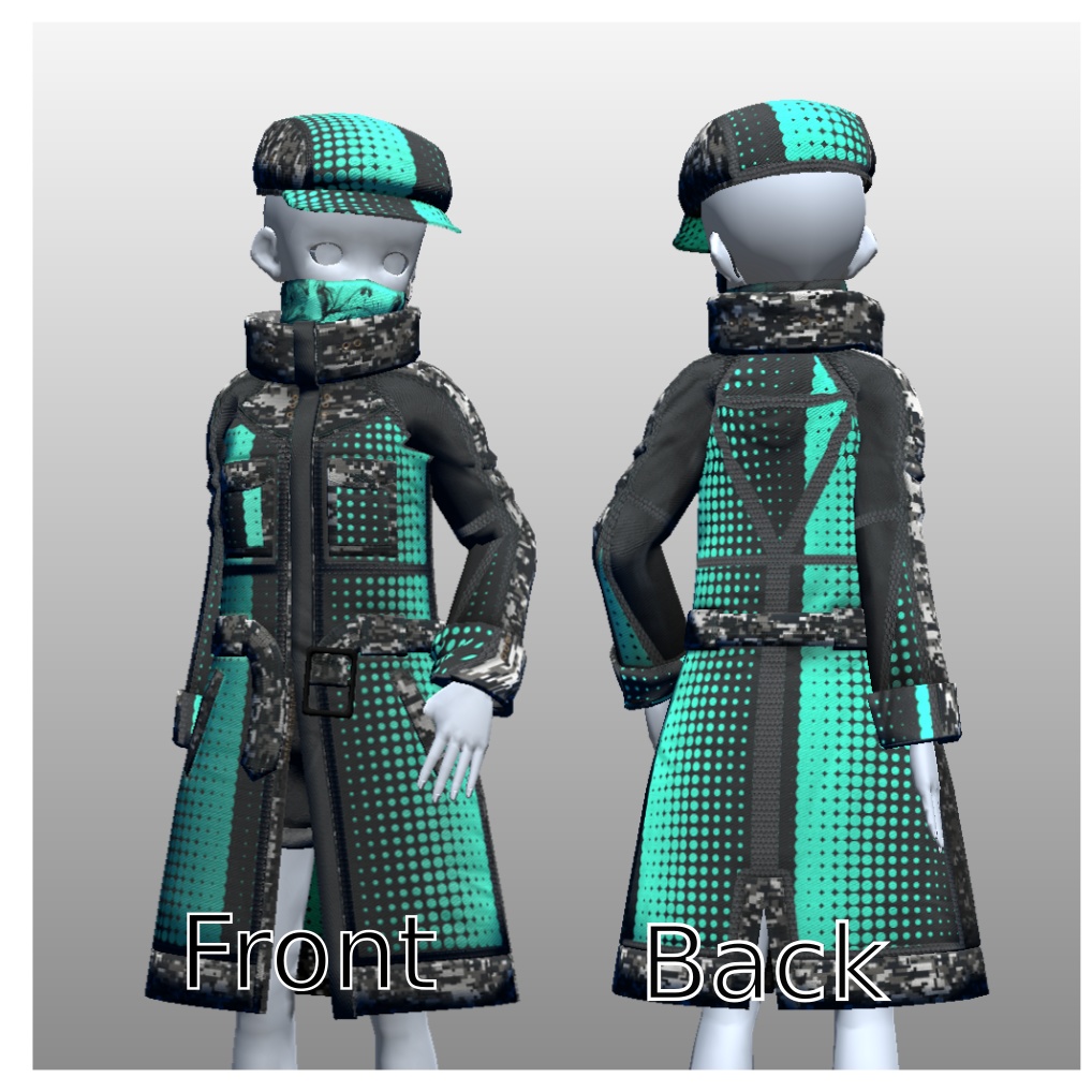 【VRoid素体向け衣装】近未来的でミリタリーテイストなコート等(リメイク版)