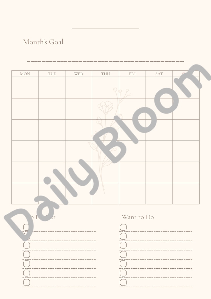 monthly planner-beige