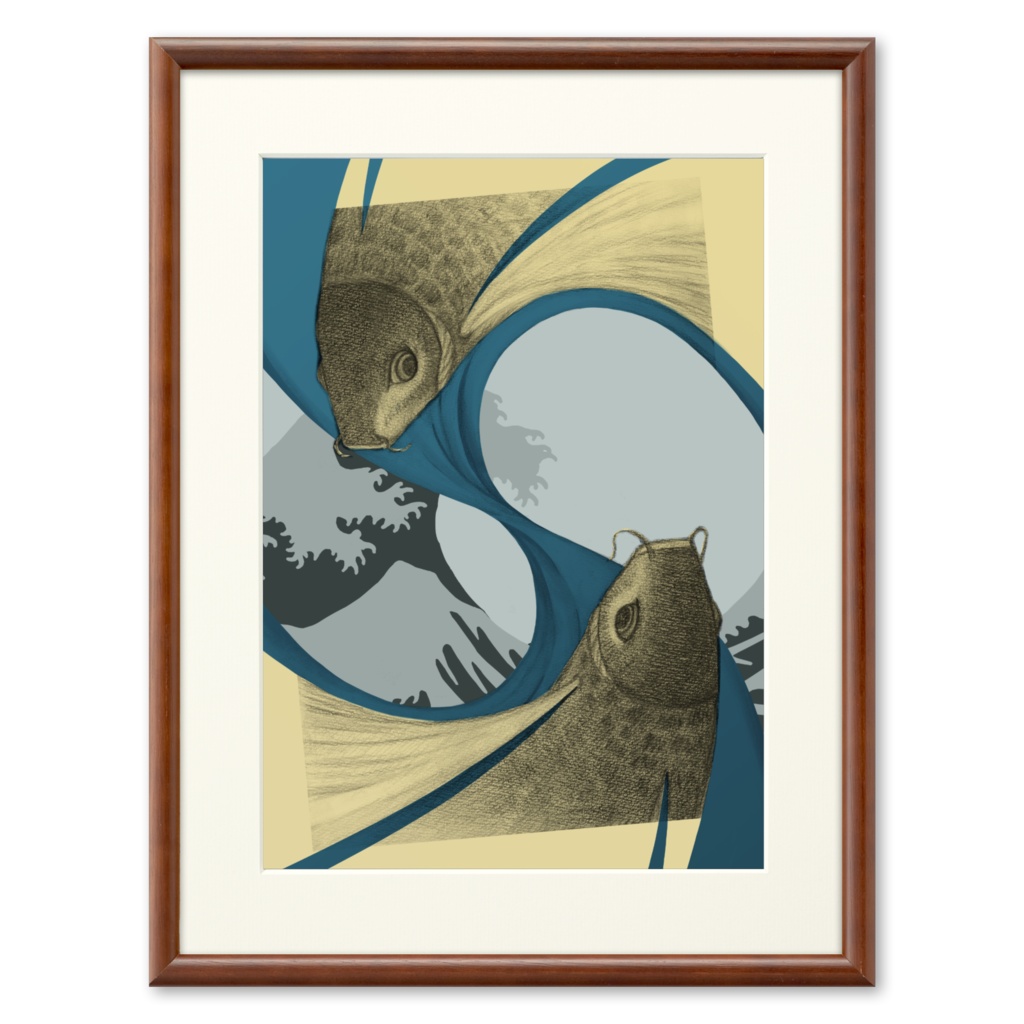 鯉　浮世絵風　複製画　プリモアート