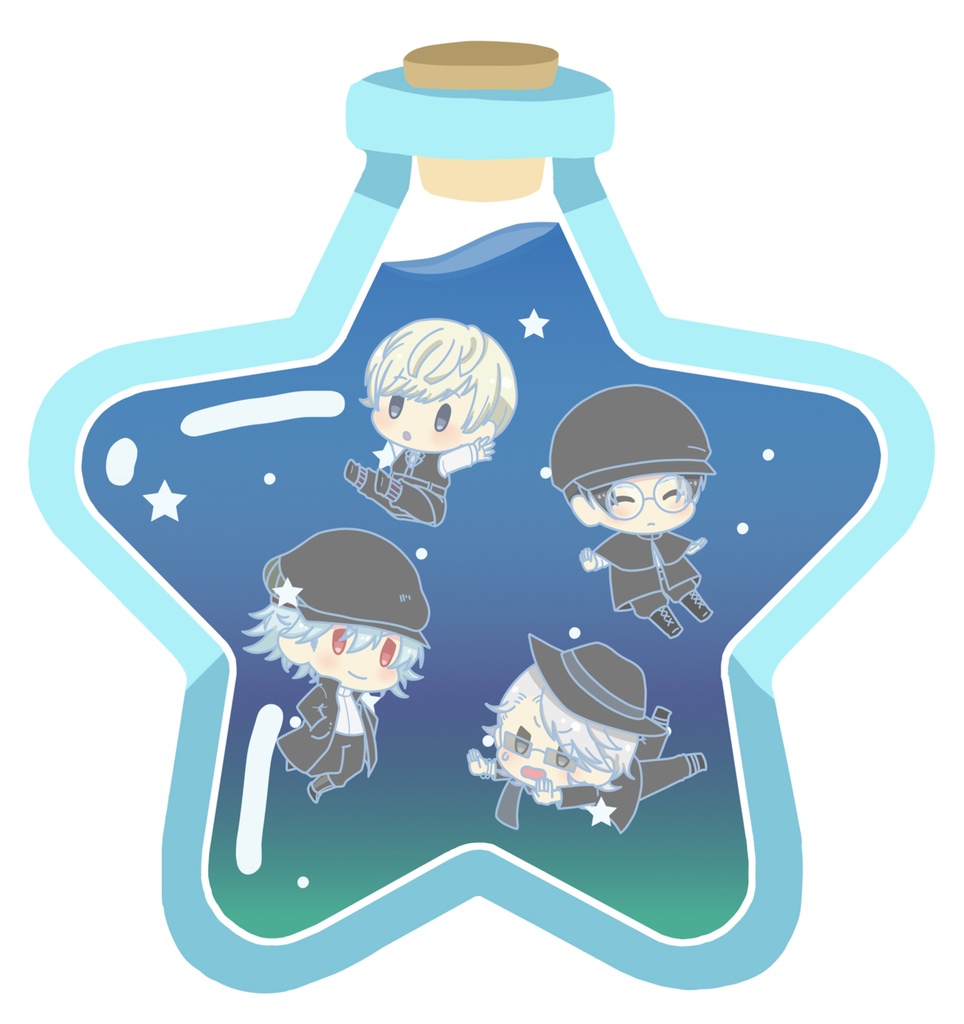 カラーひよこと夜空のシャカシャカアクリルキーホルダー