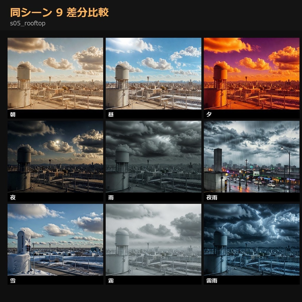 【製品版】TRPG背景sozai77シーン9差分(朝/昼/夜/雨/雪/霧/雷…)693枚【ccfolia/AI生成/商用OK】