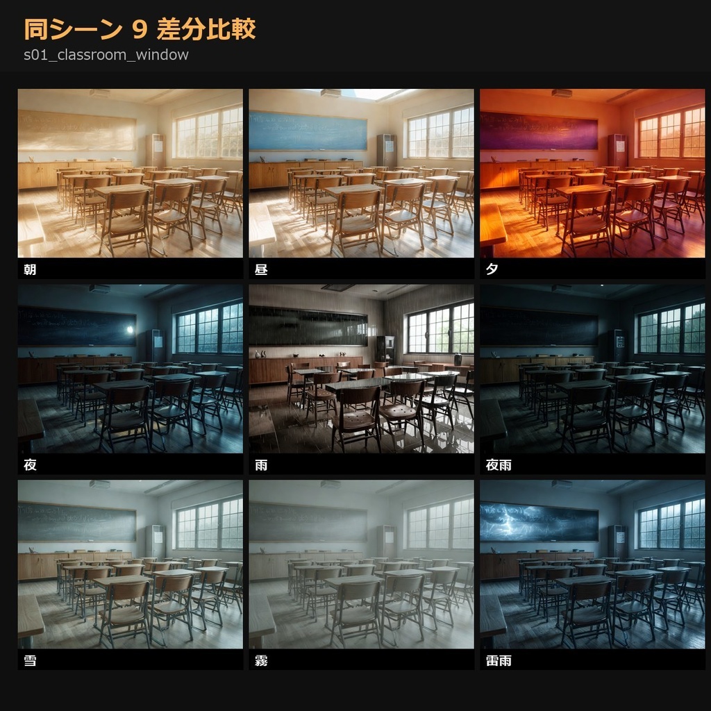 【製品版】TRPG背景sozai77シーン9差分(朝/昼/夜/雨/雪/霧/雷…)693枚【ccfolia/AI生成/商用OK】