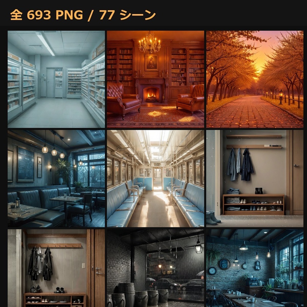 【製品版】TRPG背景sozai77シーン9差分(朝/昼/夜/雨/雪/霧/雷…)693枚【ccfolia/AI生成/商用OK】