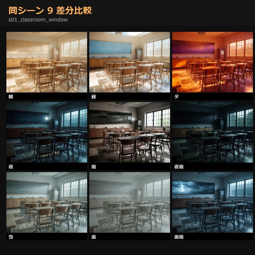 【製品版】TRPG背景sozai77シーン9差分(朝/昼/夜/雨/雪/霧/雷…)693枚【ccfolia/AI生成/商用OK】