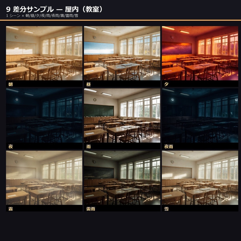 【学園恋愛用】TRPG背景素材sozai_gakuen77 79シーン×9差分=711枚【AI生成/リアル/ccfolia対応】