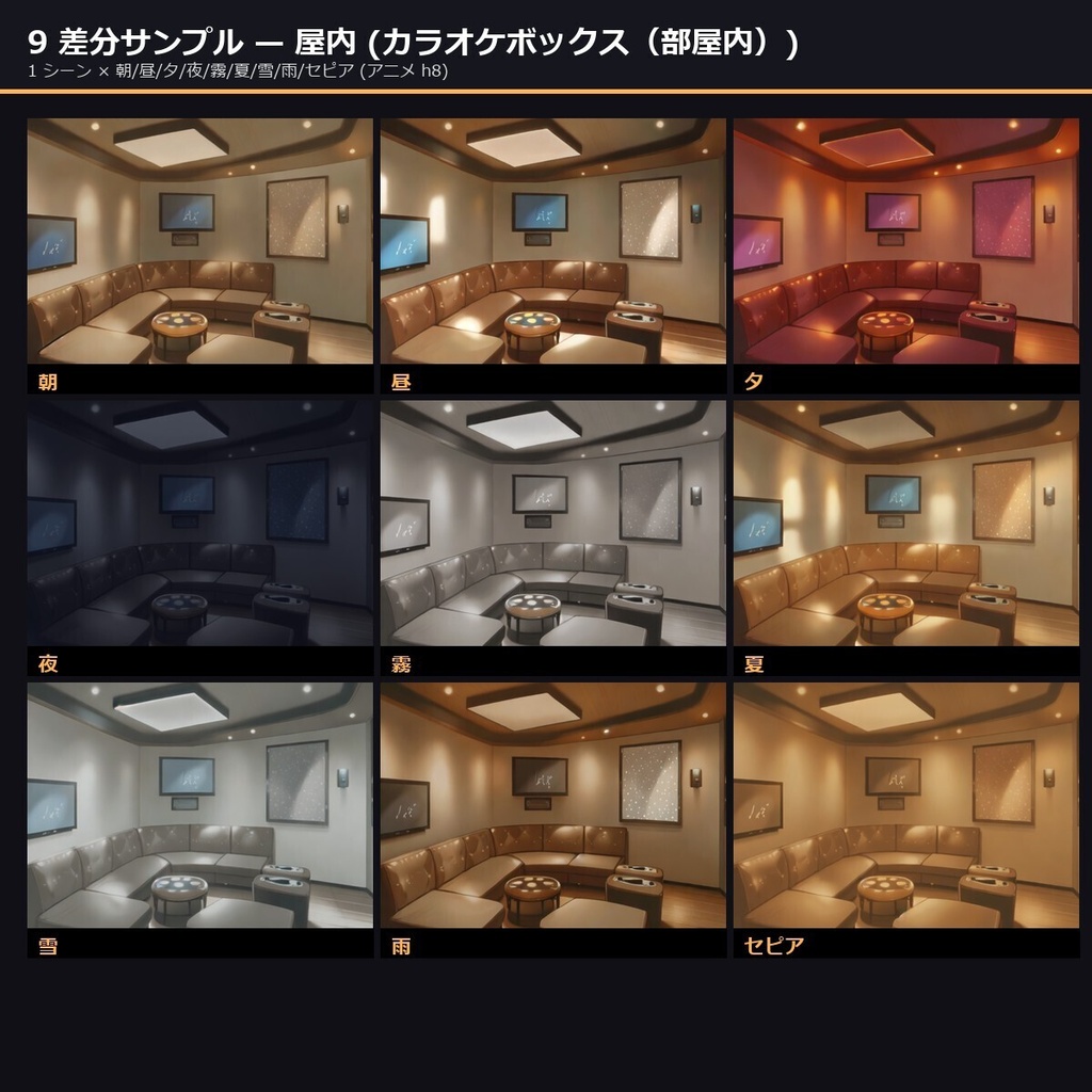 【日本の商業施設】TRPG背景素材アニメ78シーン×9差分=702枚【AI生成/ccfolia対応】
