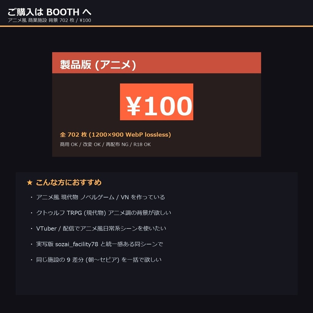 【日本の商業施設】TRPG背景素材アニメ78シーン×9差分=702枚【AI生成/ccfolia対応】