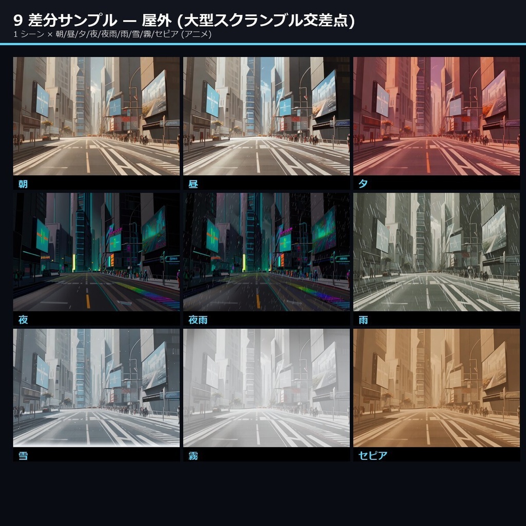 【半額 8/15まで】【サイバーパンク日本】TRPG背景素材 アニメ背景素材94シーン846枚【9差分/商用OK/生成AI/ccfolia対応】