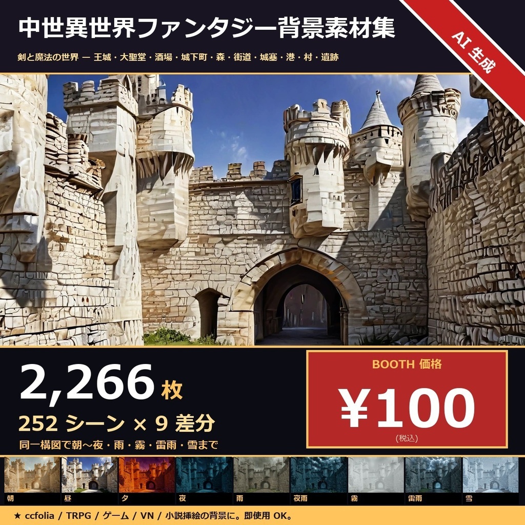 【中世異世界ファンタジー】TTRPG背景 252シーン×9差分 2266枚【ccfolia/商用OK】