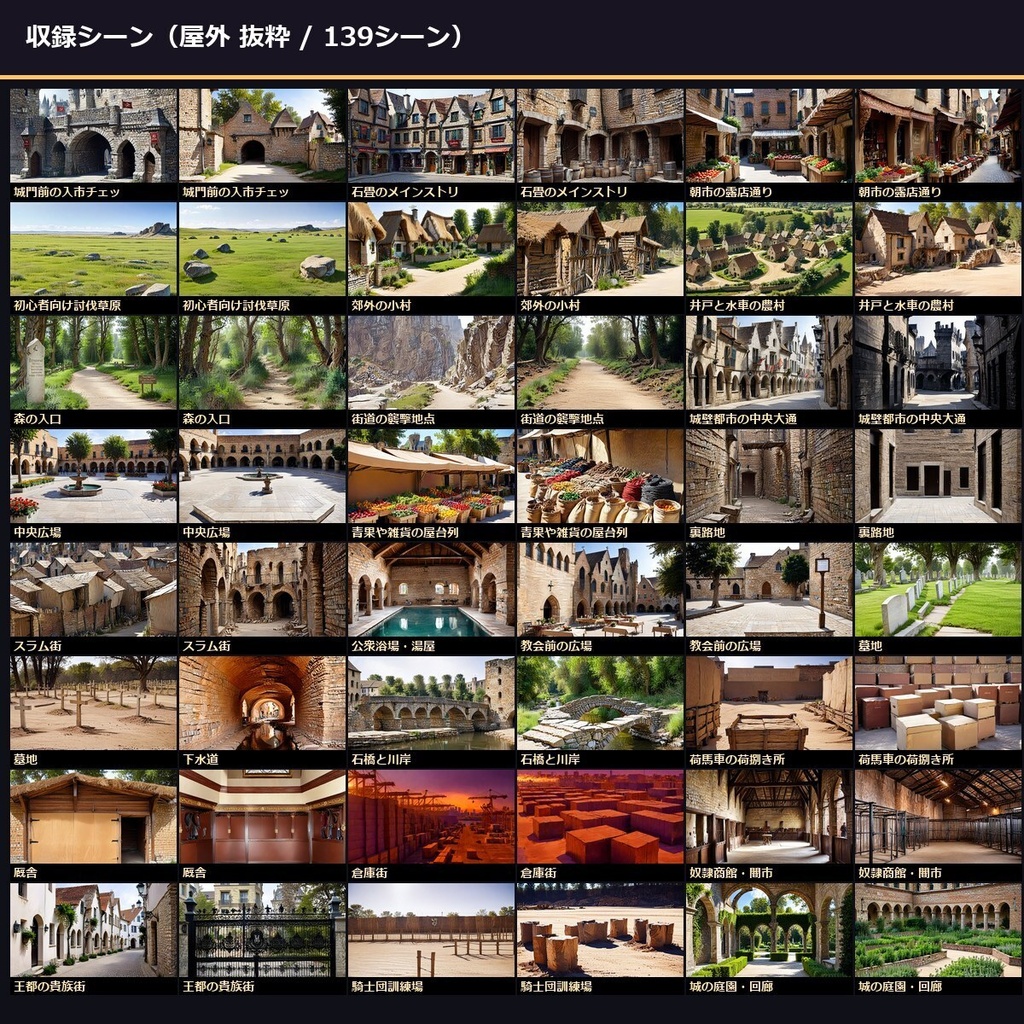 【中世異世界ファンタジー】TRPG背景 252シーン×9差分 2266枚【ccfolia/商用OK】