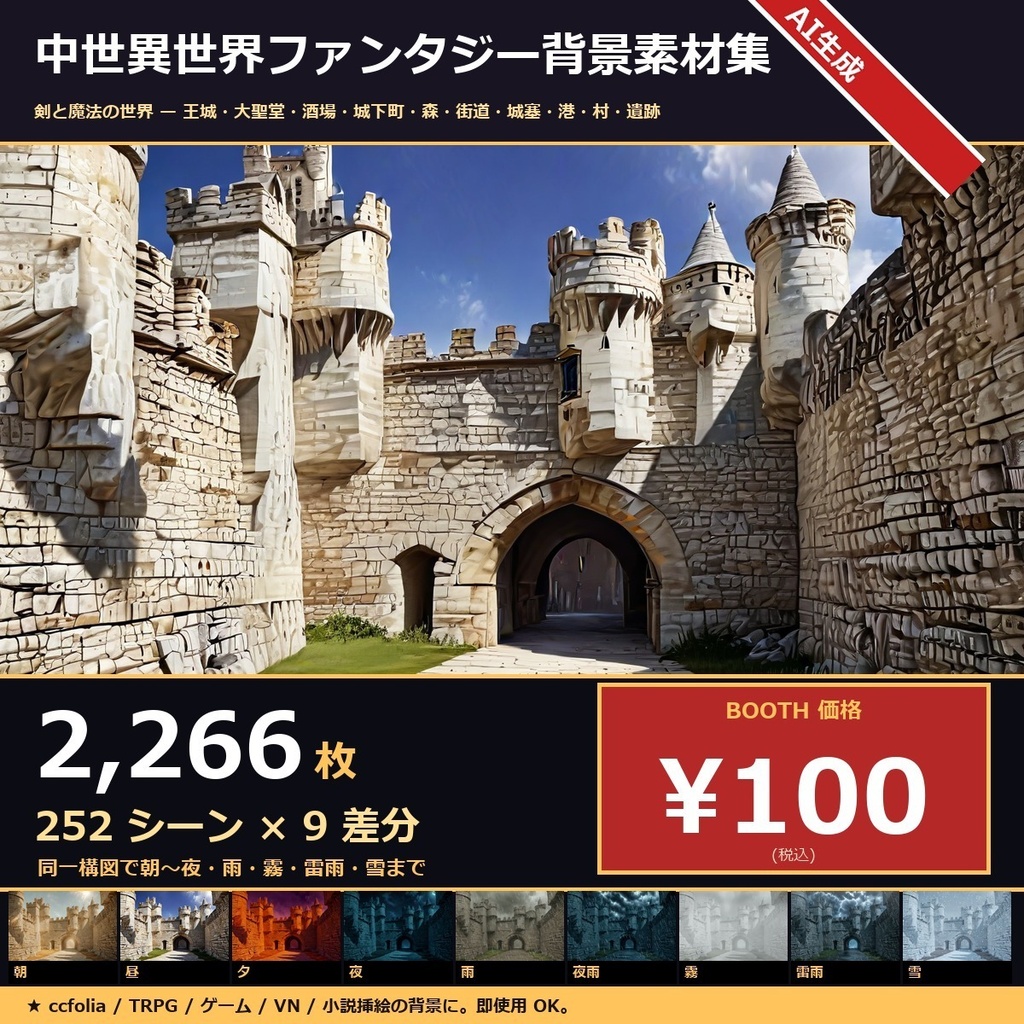 【中世異世界ファンタジー】TRPG背景 252シーン×9差分 2266枚【ccfolia/商用OK】