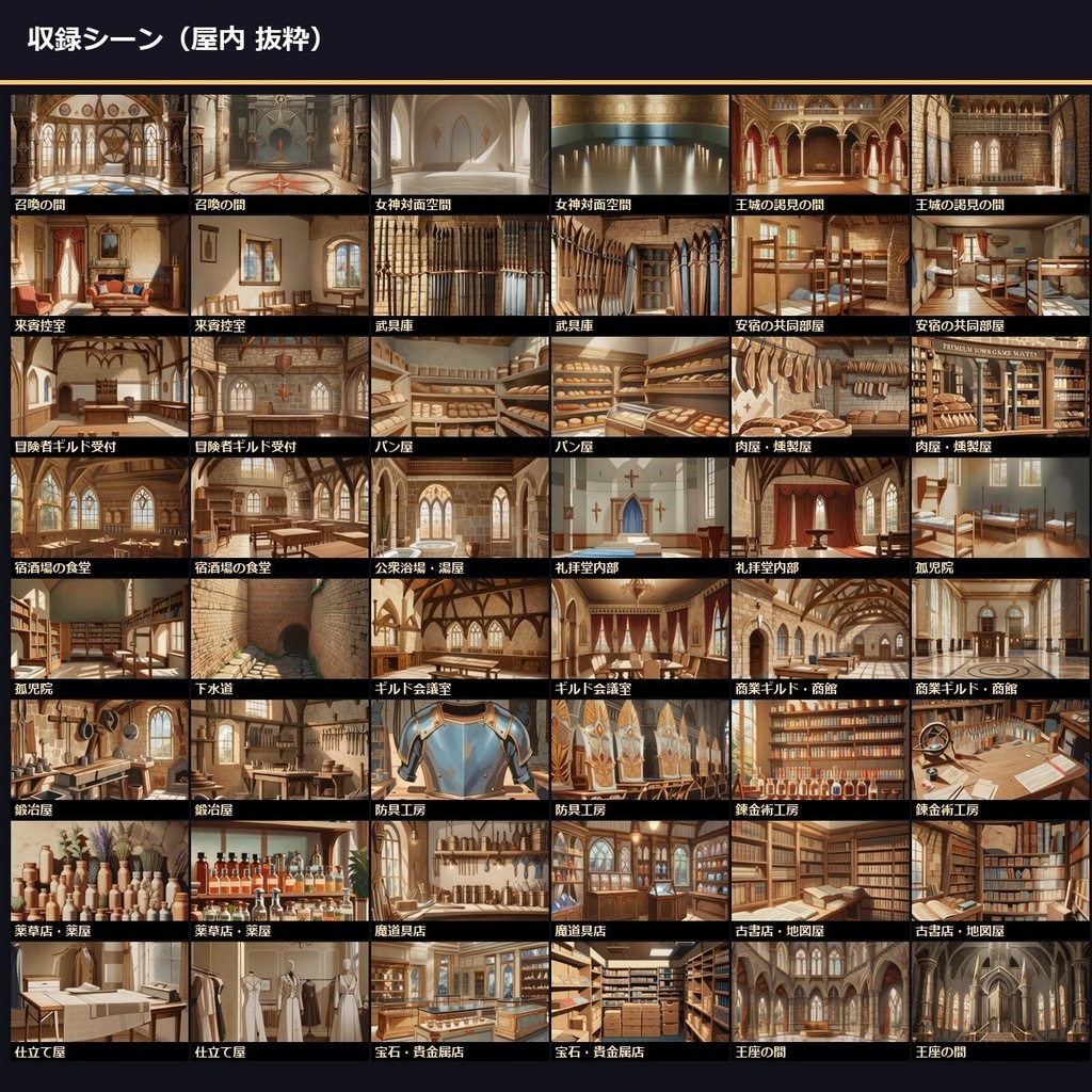 【中世異世界ファンタジー】TRPGアニメ背景 250シーン×9差分 2250枚【ccfolia/商用OK/Ai生成】