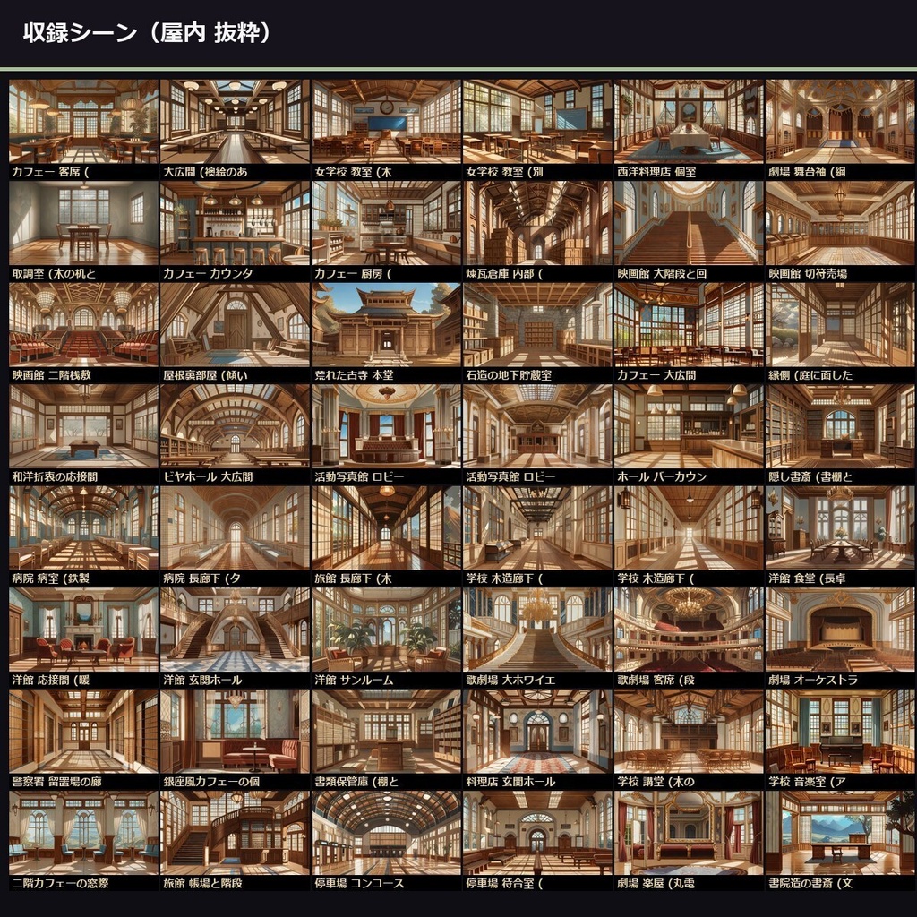 【大正帝都ホラー用】TRPG背景素材集 アニメ版 99シーン×9差分 891枚【 ccfolia /AI生成】