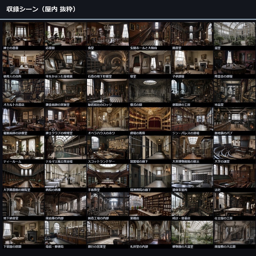 【ヴィクトリアン×オカルト】TTRPG背景素材集 80シーン×9差分 720枚【 商用利用可・ccfolia ・AI生成】