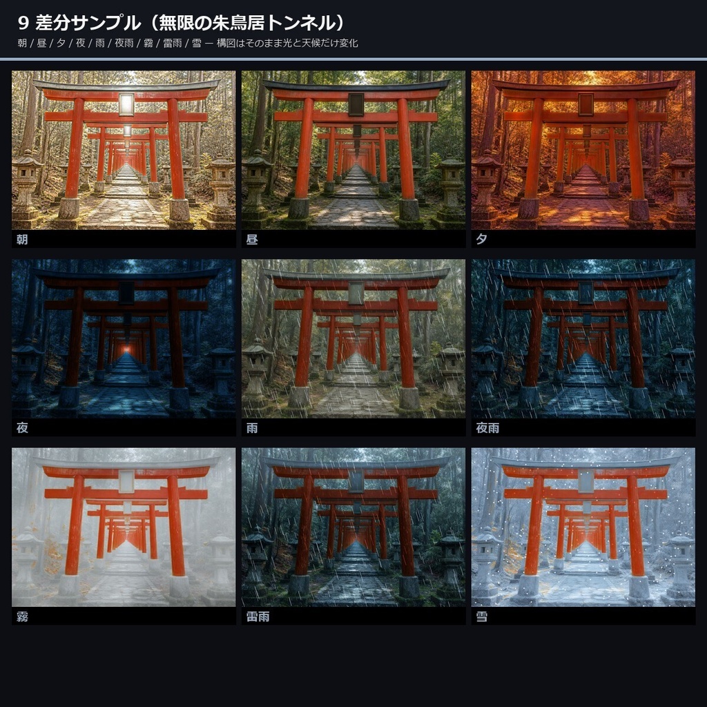 【神社・幽世・怪異】 TTRPG背景素材集 65シーン×9差分 585枚【 ccfolia・商用化・AI生成・霧】