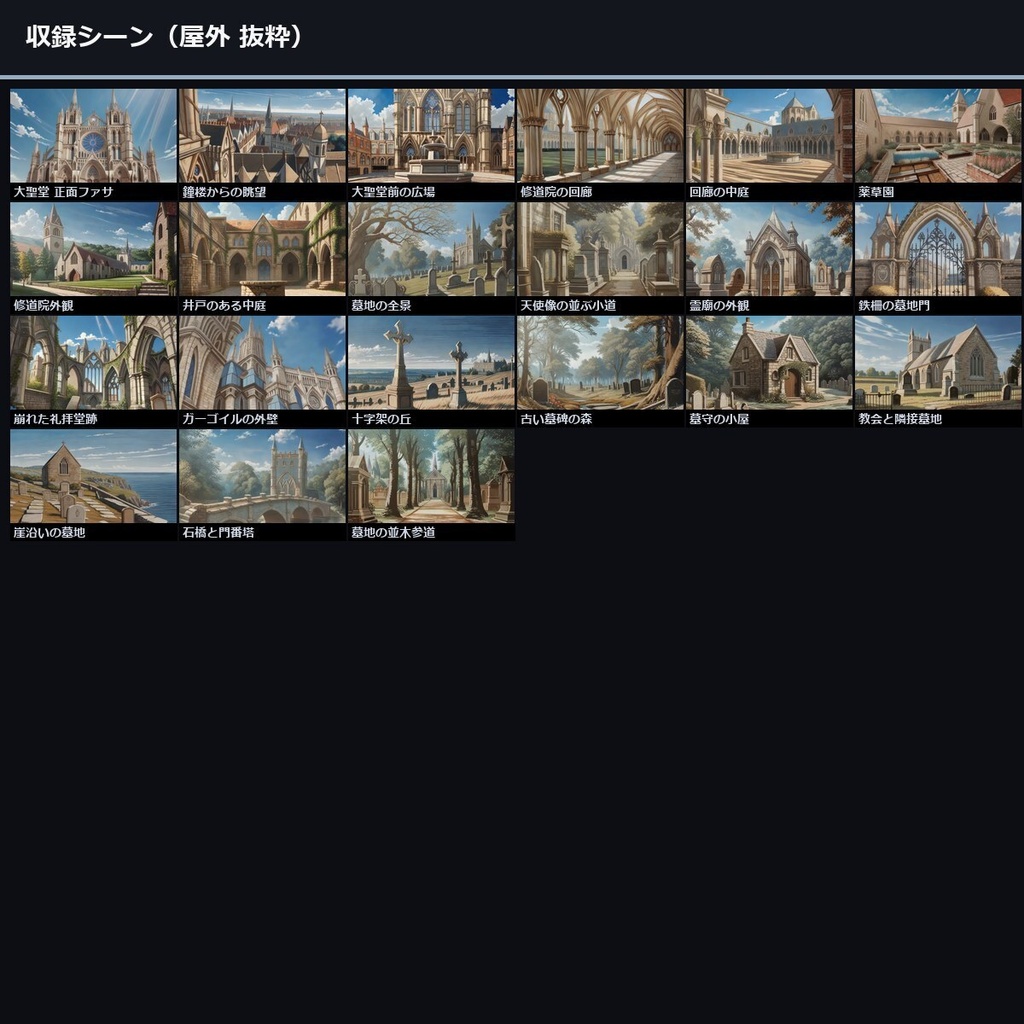 【TTRPG】ゴシック大聖堂 背景 アニメ版 50×9差分450枚【商用利用可・ccfolia・VNAI生成】