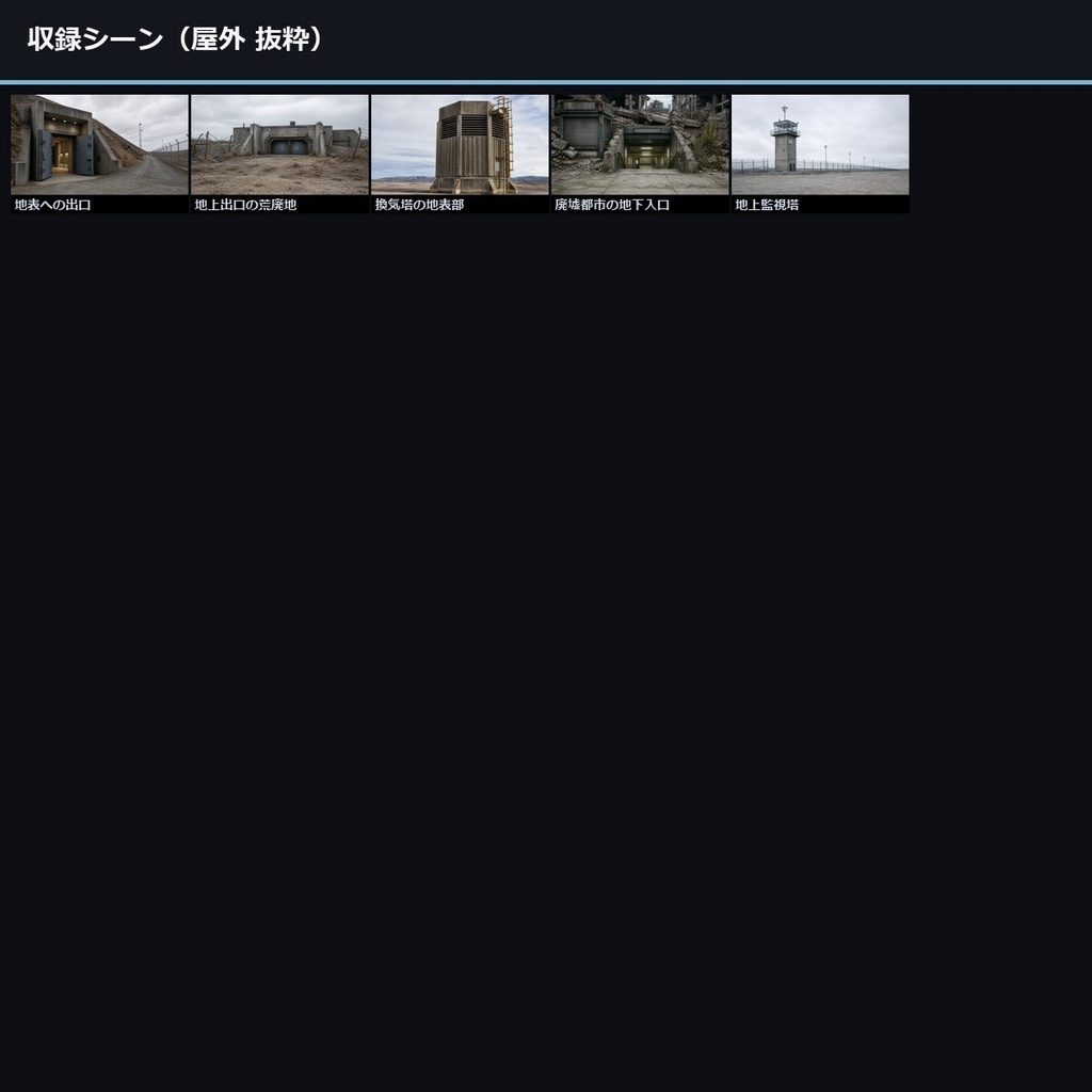 【TTRPG】ディストピア巨大地下施設 背景素材集 実写版 100シーン×9差分 900枚【商用利用可・ccfolia・AI生成】