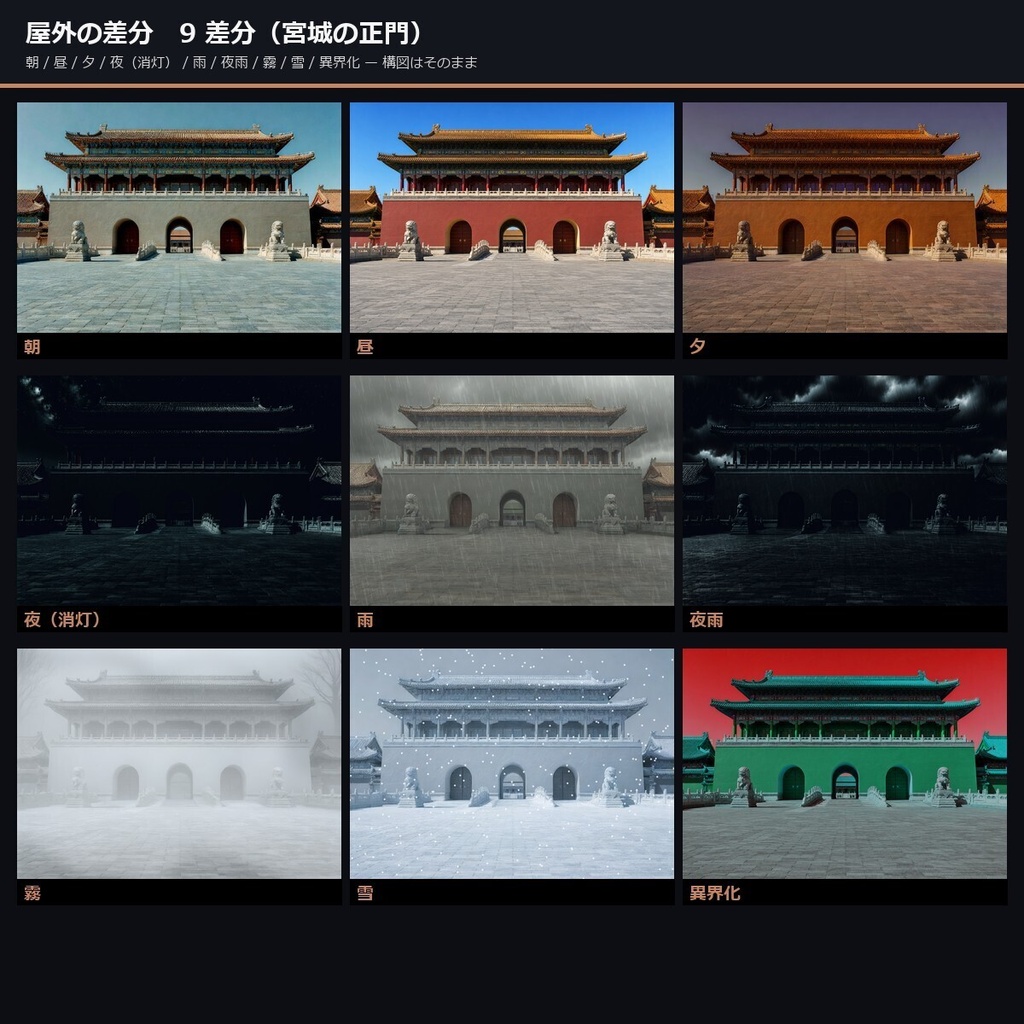 【TTRPG】中華・宮廷後宮 背景素材集 実写版 50シーン×9差分 450枚【商用利用可・ccfolia・AI生成】