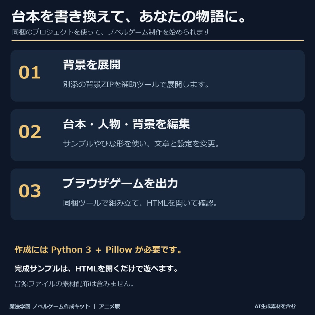 《1週間無料》【ノベルゲーム作成キット】魔法学園 アニメ版|背景630枚+表情付き立ち絵・衣装・挿絵+台本+サンプルゲーム
