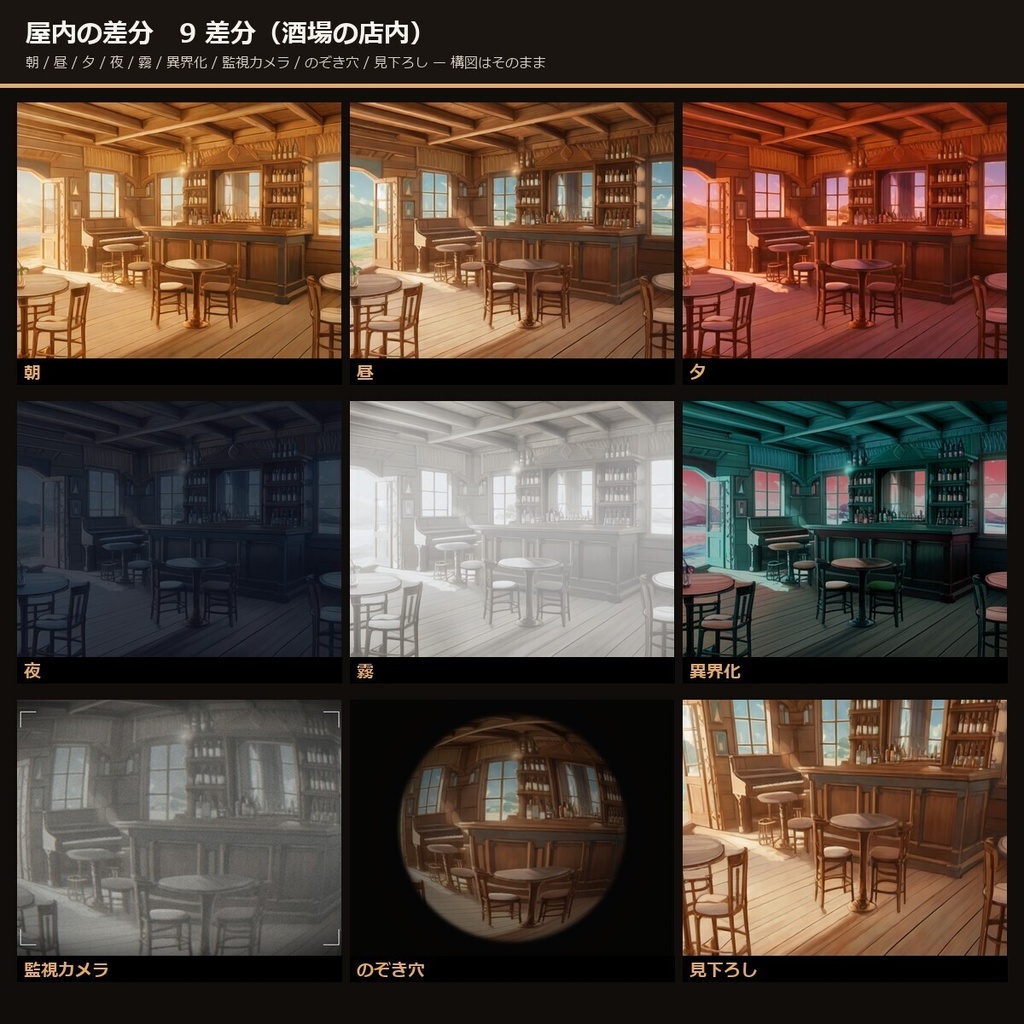 【TRPG】西部劇 背景素材集 アニメ版 90シーン×9差分 810枚+小道具121点【商用利用可・ccfolia・AI生成】