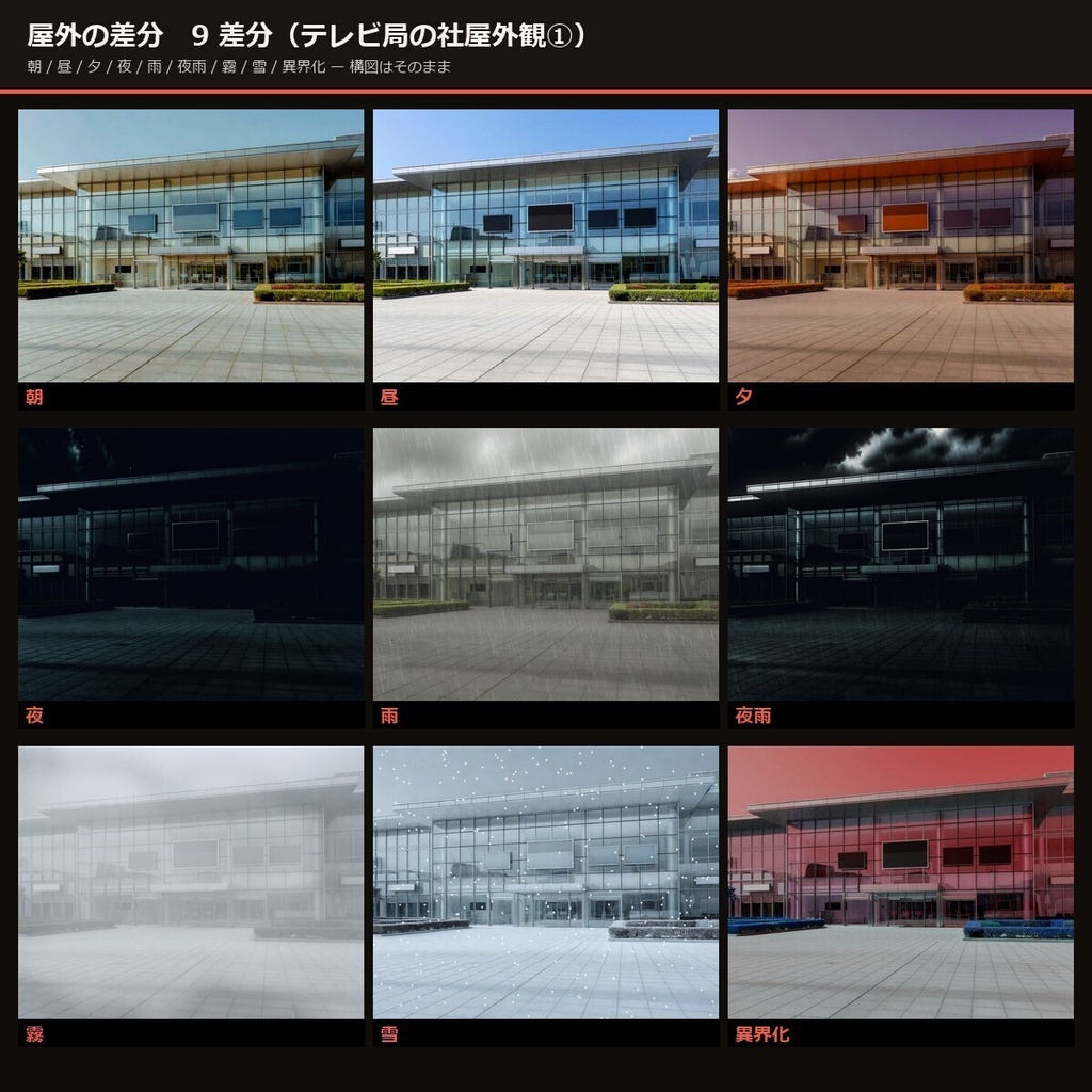 《3日無料》【TTRPG】放送局 背景素材集 実写版 75シーン×9差分 675枚+小道具52点【商用利用可・ccfolia・AI生成】
